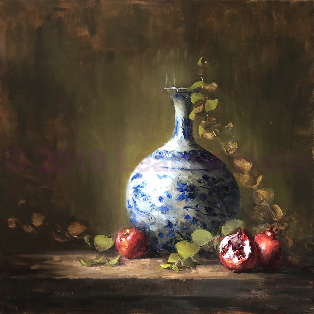 Blue Vase and Pomegranates